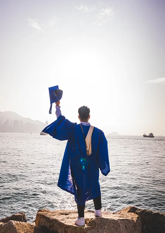 man in graduation gown